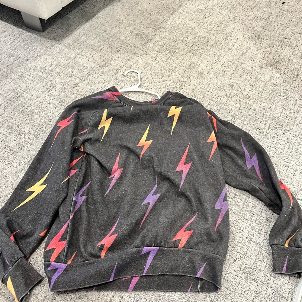 AVIATOR NATION REPEATING BLOT BLACK CREW SWEATSHIRT NWOT